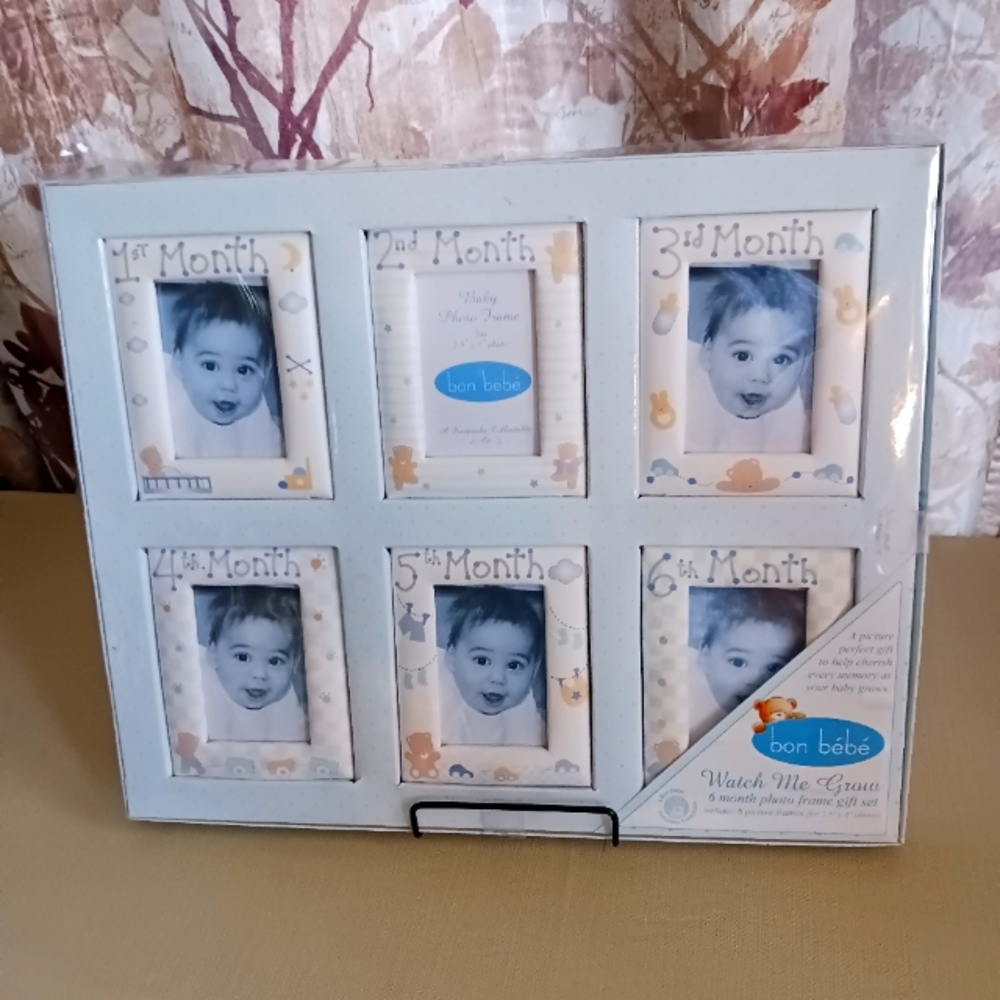 Watch Me Grow 6 Month Photo Frame Gift Set for Baby Boy